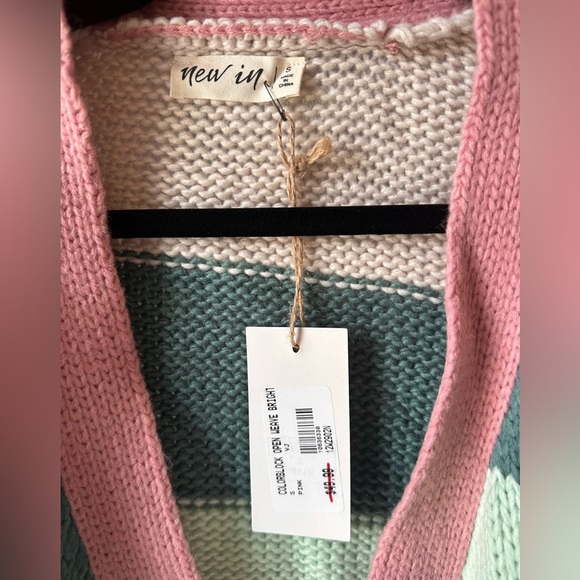 NWT New In Teresa Colorblock Green Pink Knit Cardigan Small - Picture 4 of 4
